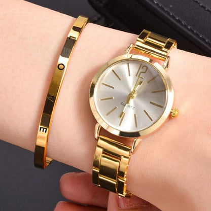Stainless Steel Women Quartz Watches Bracelet Set For Ladies Lady Watch Wristwatches Female Watches Wrist Watch With Bangle Valentine's Day Christmas Birthday Gifts