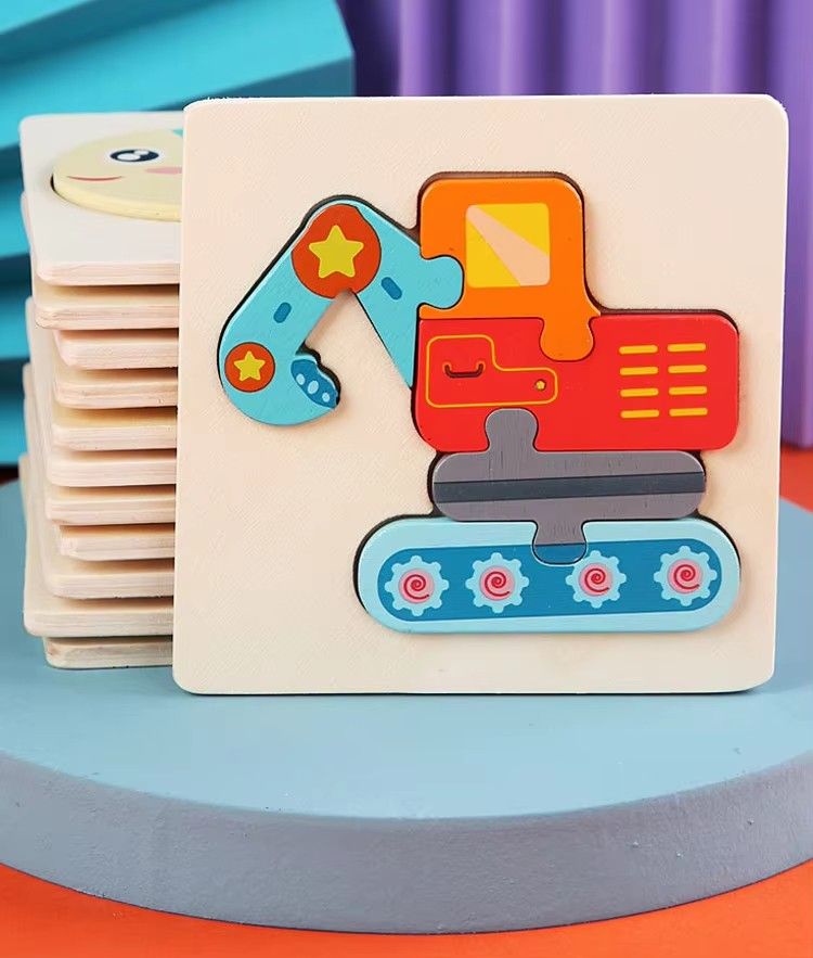 Wooden Puzzle Montessori Animals Carton Colorful Learning Education Toys Tangram Jigzaw Cognitive Wood For Children Kids Gift