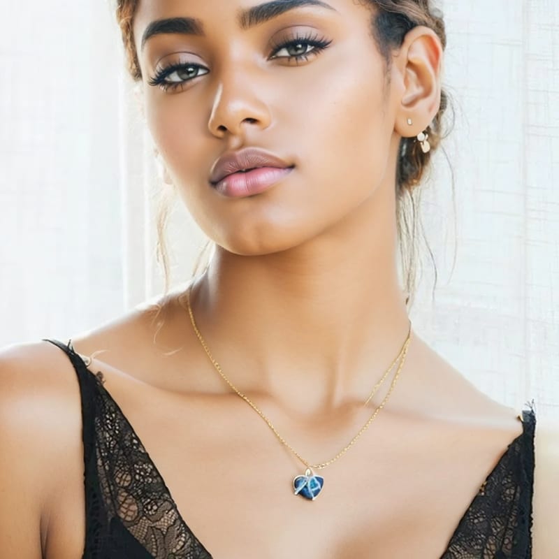 New Arrivals I Love You Forever Necklace, Everlasting Heart Birthstone Necklace, Heart Pendant Necklace For Women Exquisite Jewelry Blue Crystal Forever Love Charm Necklace Valentine's Day Gift