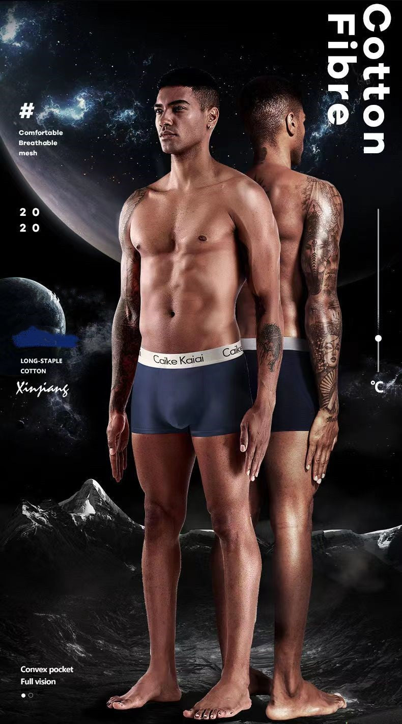 Caike Kaidi 4-piece gift box Men's underwear Men's Clothes Underwear Men's Boxer Briefs Cotton underwear Trend Antibacterial Breathable and Youth shorts Underwear