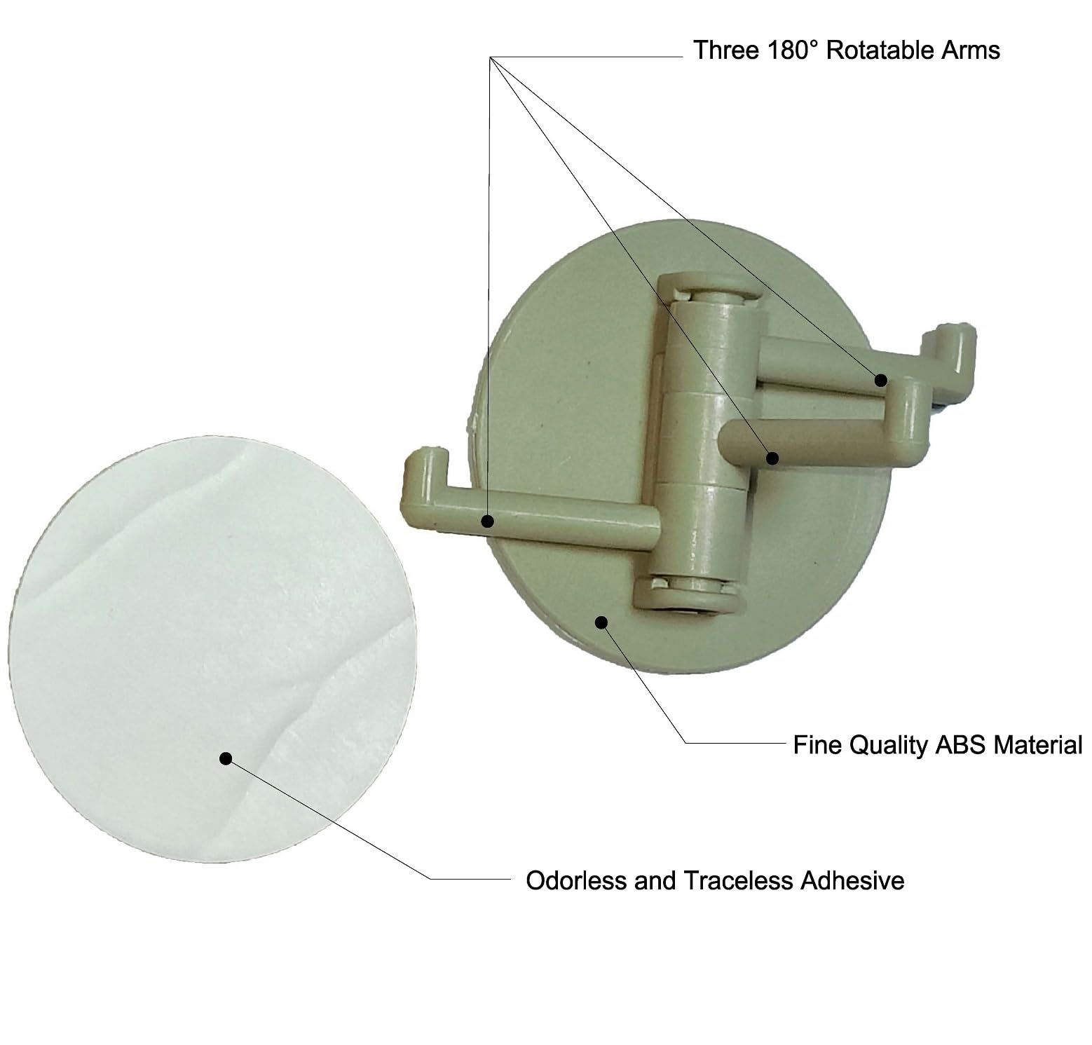 UPHUI 6PCS Adhesive Hook Storage Rack Kitchen Adhesive Hook 180 ° Flexible Rotation Bathroom Adhesive Hook Wall Hook Suitable For Hanging Tableware Towels Jackets In The Kitchen Bathroom Bedroom