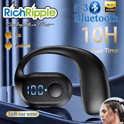 RichRipple F10 Pro 10H Play Time Wireless Bluetooth Earphone Digital Display Single Earbud Ultra Long Standby Business Earpods HD Call Headset Outdoor