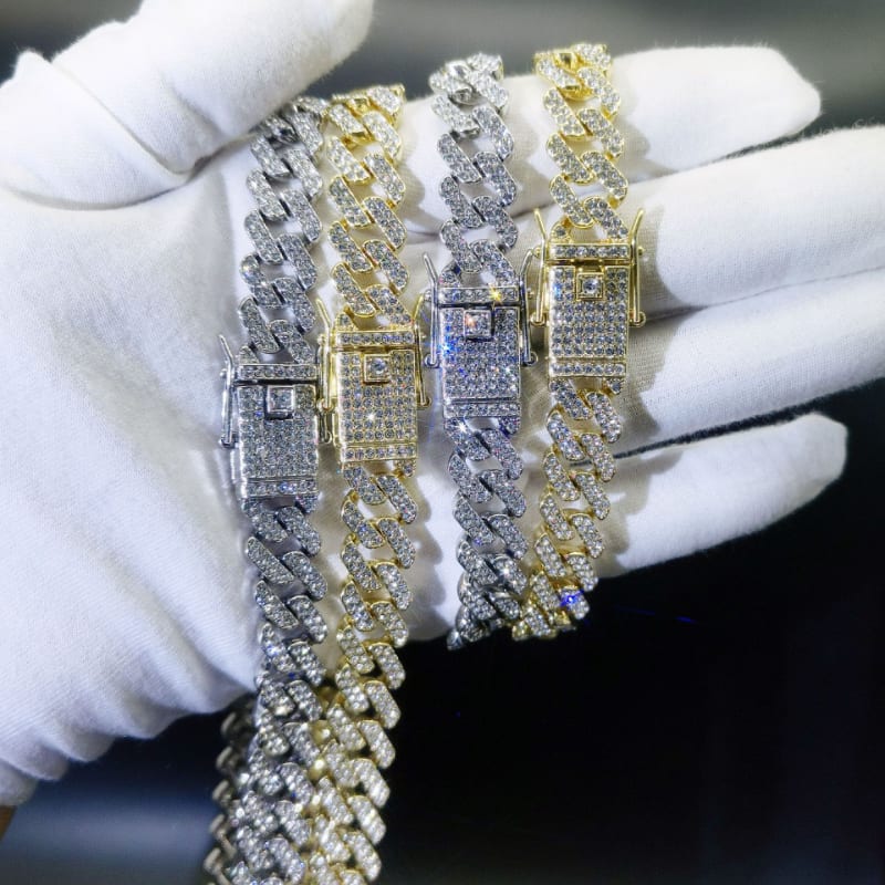 1 pcs anklet bracelet men/women iced bracelet rapper dangles Miami Cuban Link bracelet hip hop bling ice out bracelet fashion jewelry accessories couple bracelets gifts for her/him