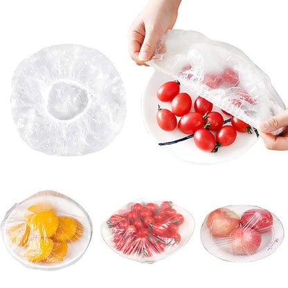100 Pieces Plastic Wrap, Extra Thick Disposable Plastic Wrap - Clear, Retractable Plastic Wrap for Leftovers, Fruits and Vegetab