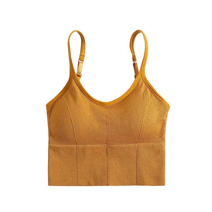 Women Wireless Bra Women Sling Solid Vest With Pad Girls Tube Top U Type Back Seamless Tank Crop Top With Removable Padded Wirefree