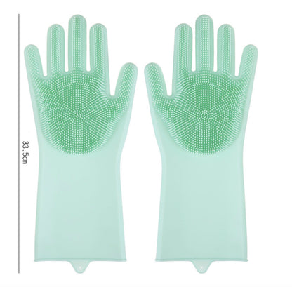 Dishwashing Cleaning Gloves Silicone Rubber Sponge Glove Household Scrubber Kitchen Clean Tools Dropshipping Kitchen