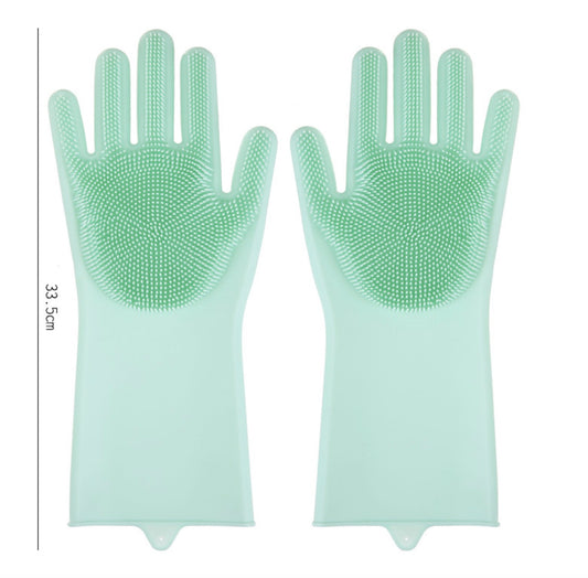 Dishwashing Cleaning Gloves Silicone Rubber Sponge Glove Household Scrubber Kitchen Clean Tools Dropshipping Kitchen