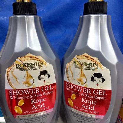 2 Packs Roushun Kojic Acid Shower Gel -1380ml X 2 Body Fast Whitenng Shower Gel Deeply Cleanses Rich and Creamy blend Softer Skin After Wash Roushun Kojic Acid Shower Gel 1380ml X 2