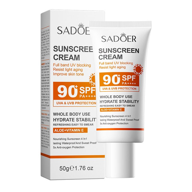 SADOER SPF90+ Sunscreen Gentle Non-greasy and Invisible Protects Soothes Sensitive Skin Sun Cream UV Blocking Anti-oxygen Protection