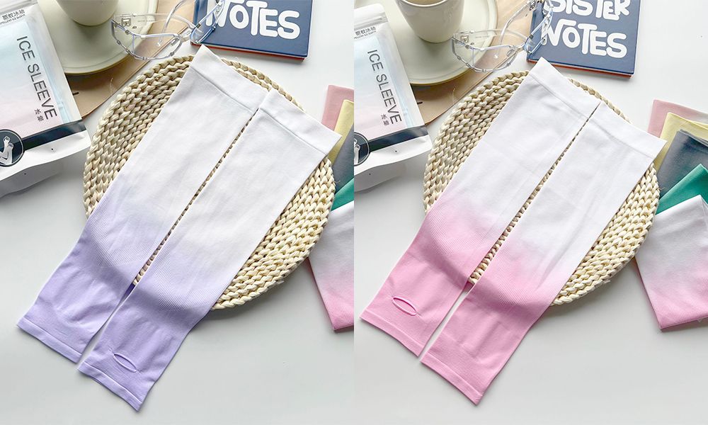 2 pairs Gradient Ice sleeves for summer sun protection, ice silk for UV protection, men's and women's fashion, outdoor driving and cycling sports Two pairs in one combination