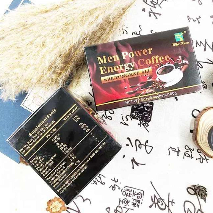 Wins Town Men Power Energy Coffee with Tongkat ali man Active instant black coffee male maca ginseng Enhance Libido Erection Circulation