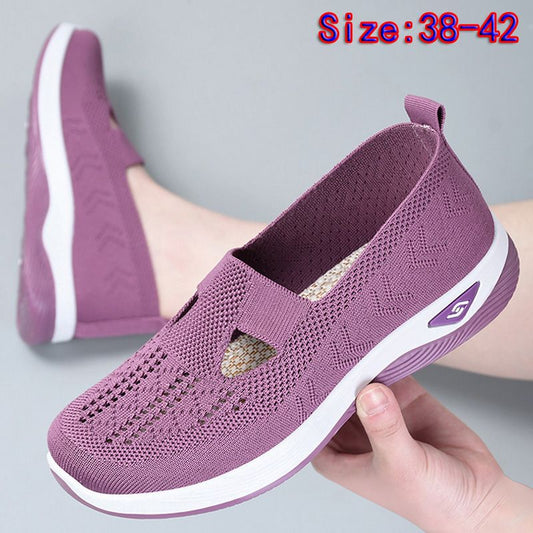 Size 38-42 Women's running shoes single shoes ladies' soft soled casual shoes girls' athletic mesh shoes students Yoga shoes driving shoes Mom gym shoes sneaker Purple