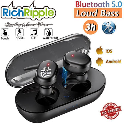 RichRipple RR30 Y30 Wireless Bluetooth Earphone Microphone Stereo Earpods Music Touch Earbuds with Charging Case