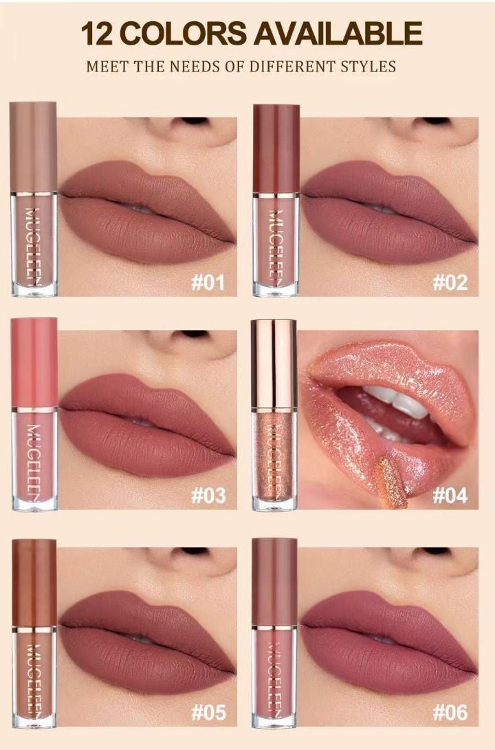 🔥 Welfare free perfume, only one week Muge leen12PCS/Set Lipsticks Matte Lip Gloss Sets Makeup Lasting Velvet Liquid Lipstick Set Cosmetic
