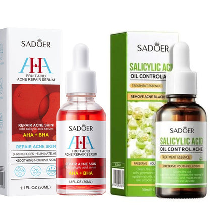 Sadoer 2 in 1, Acnes Repair Serum AHA BHA + Salicylic Acid Acne Treatment Essence, Oil Control and Black Heads Remover Like Vitamin C, Repaitrs Acne Damaged Skin, Exfoliate skin, Inhibit Acne and Pimp