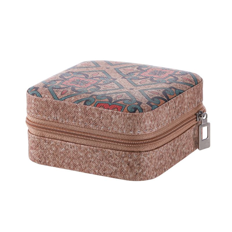 Retro portable travel cross-border jewelry storage box, pearl treasure box, compact ring packaging jewelry box, needle and thread box