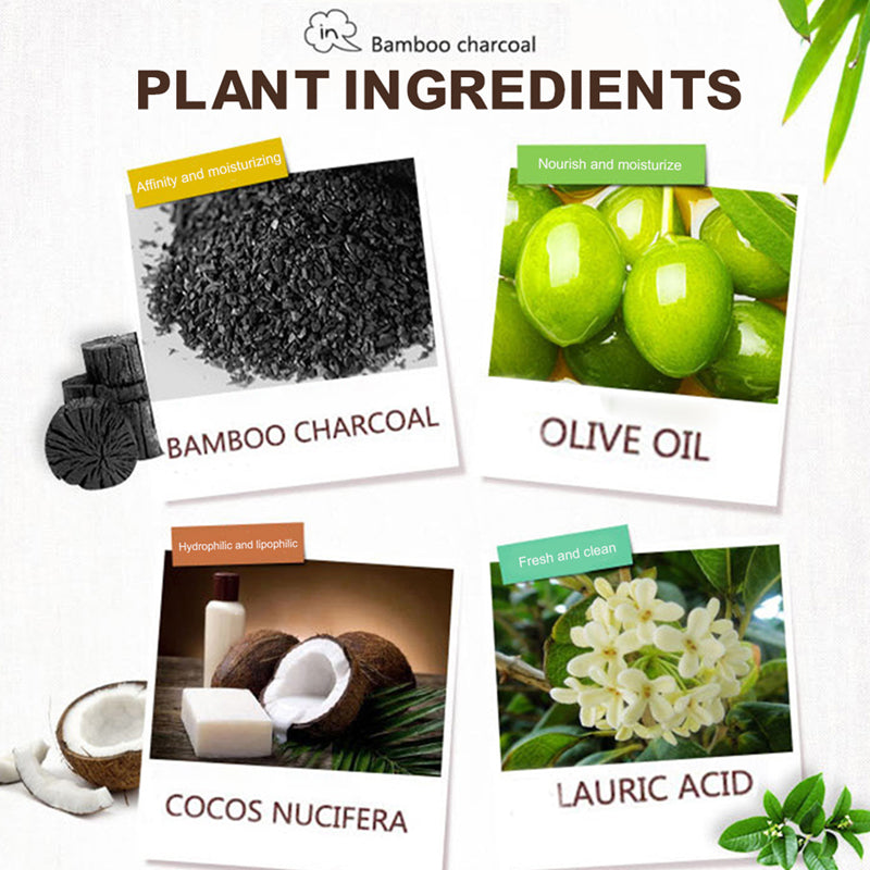 Natural Organic Herbal Essential Black Bamboo Oil Soap Whitening Handmade Soap Skin Remove Acne Deep Cleansing Anti Bacterial