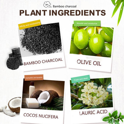 Natural Organic Herbal Essential Black Bamboo Oil Soap Whitening Handmade Soap Skin Remove Acne Deep Cleansing Anti Bacterial