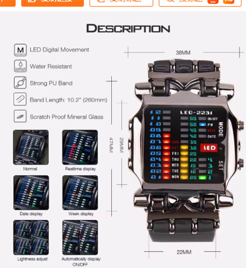 New Watches Multifunctional Popular Square Dial Unisex Binary LED Digital Watches Rubber Band Casual Sport Outdoor Wrist Watch Luminous Smartwatch For Men Women Smart Bracelet Gifts