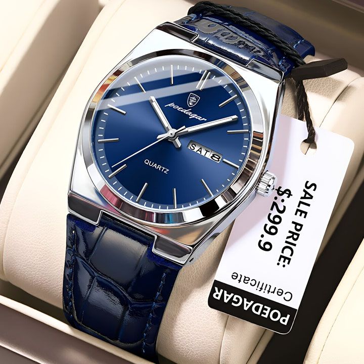 POEDAGAR Men Watches Luminous Calendar Watch Top Brand Business Style Men's Wristwatch Leather Belt Waterproof Quartz Watch For Man Wrist Watch Clock Quartz Full-automatic Men Watches