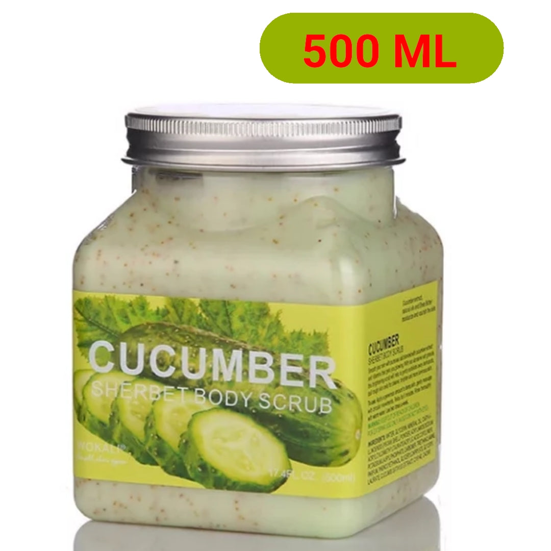 Wokali Cucumber Sherbet Body Scrub, 500ml Exfoliating Smoothen Skin