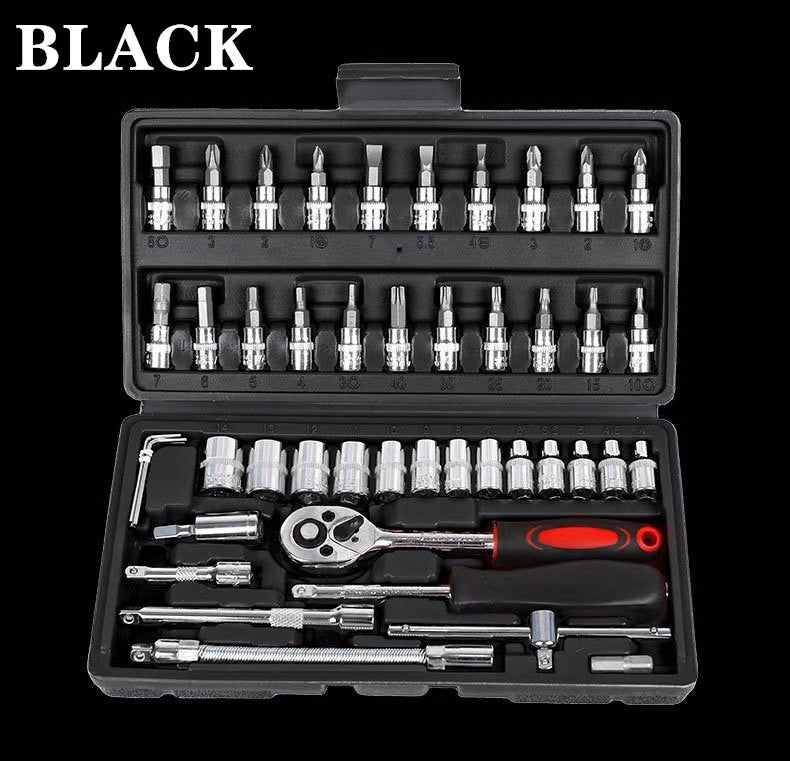 Tool 46 piece Set Wrench Batch Head Ratchet Pawl Socket Spanner Screwdriver