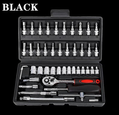 Tool 46 piece Set Wrench Batch Head Ratchet Pawl Socket Spanner Screwdriver