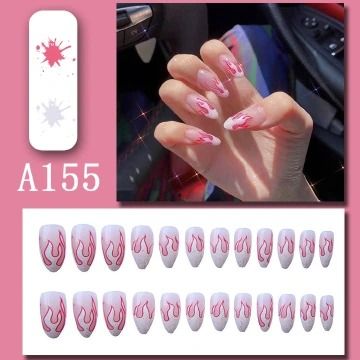 FRANK 24pcs Fake Nails Reusable Stick On Nails Press on Full Cover False Nail Tips with Jelly Stickers Makeup Accessories