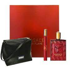 Versace Eros Flame For Men 3 Piece Gift Set with Mini & Pouch
