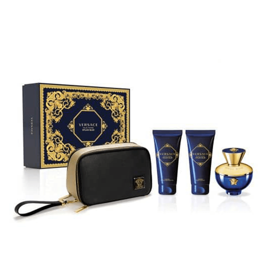 Versace Pour Femme Dylan Blue 4 Piece Gift Set with Pouch,SG & BL
