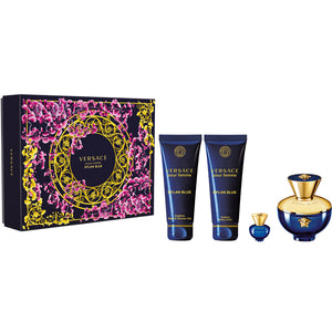 Versace Pour Femme Dylan Blue EDP 4 Piece Gift Set with BL,SG & Mini Perfume