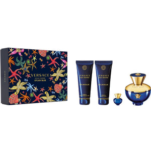Versace Pour Femme Dylan Blue EDP 4 Piece Gift Set With Mini,BL & SG