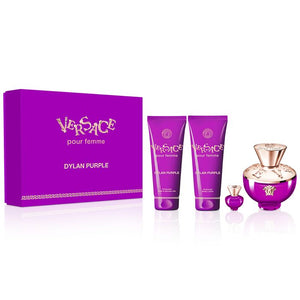Versace Pour Femme Dylan Purple EDP 4 Piece Gift Set With Mini,BL & SG