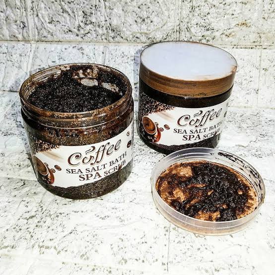 Coffee Sea Salt Bath + Gloves Pair - Brightening & Whitening SPA Scrub Exfoliating Face Body Dead Skin Dr Meinaier and Exfoliating Bath Glove Cleaning Body Cleanser Set