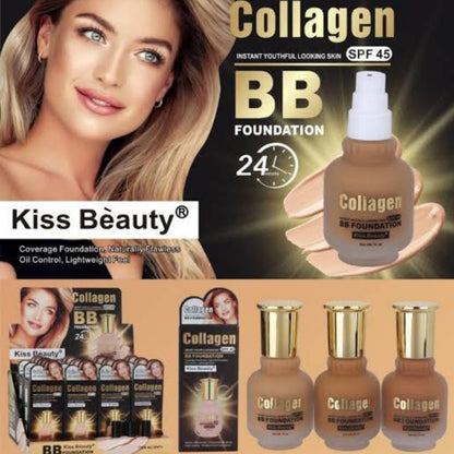 Kiss Beauty Collagen SPF 45 BB Foundation Coverage Youthful Looking Skin Makeup Foundation