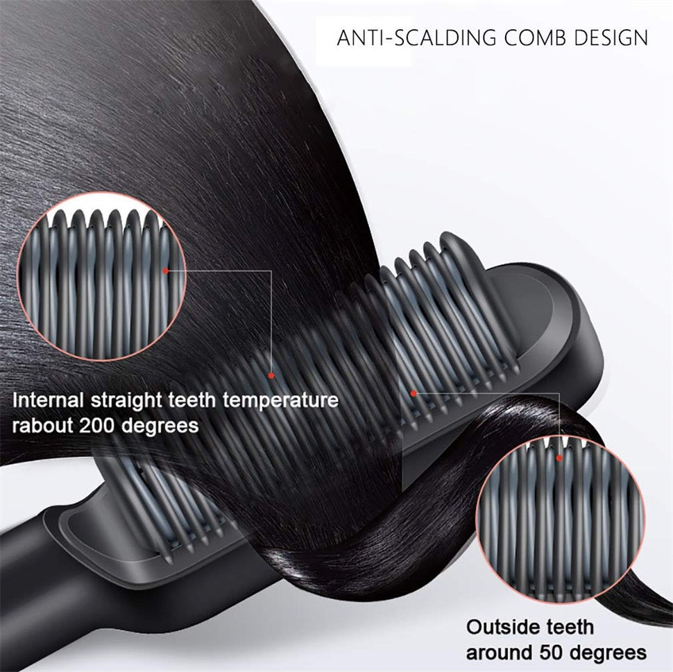 2 In 1 Electric Splint Hair Straightener 2024 Hot Comb Brush Hair Styling Straight Curling Dual-Use Bangs Curling Rod