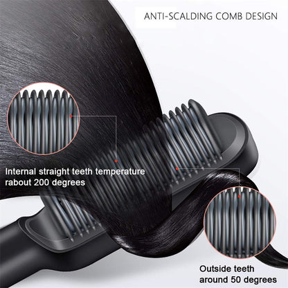 2 In 1 Electric Splint Hair Straightener 2024 Hot Comb Brush Hair Styling Straight Curling Dual-Use Bangs Curling Rod