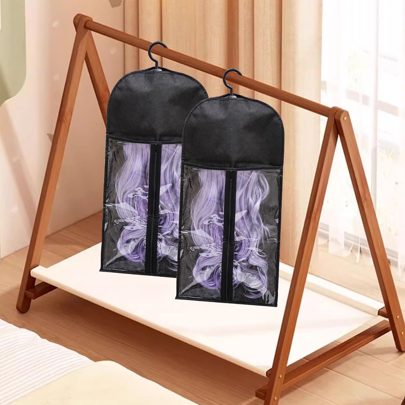 9pcs Fashion Wig Storage bags with Hanger /Wigs Hair Extension Storage Bag Hairpieces Storage Holder