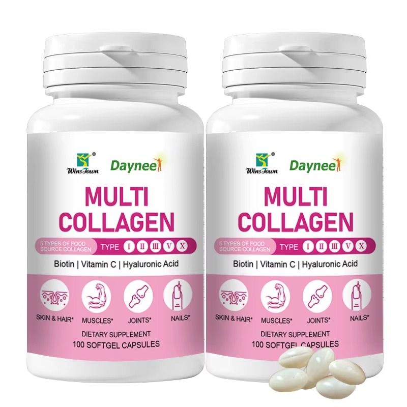 Daynee Multi Collagen– 5-Type Collagen Blend with Hyaluronic Acid, Vitamin C, Biotin & Glutathione for Skin, Hair, Nails & Joint Health – 100 Pcs