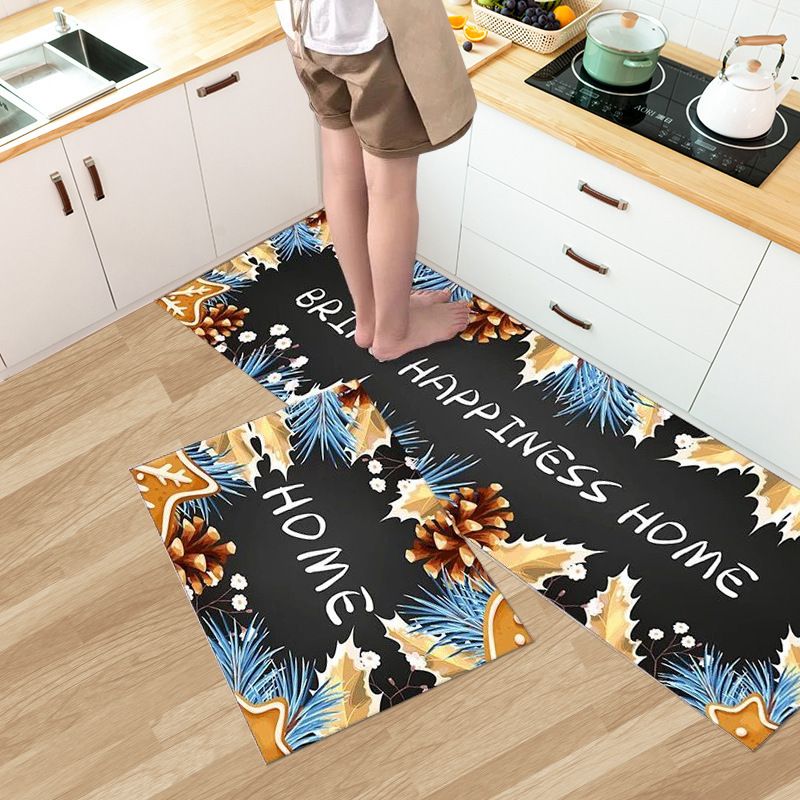 2PCS Set Kitchen Rug Set Non Slip Kitchen Mat Rubber Bedroom Living Room Long Bedside Area Rug Doormat Runner Rug Set Floor Carpet Household Carpet Home Decor