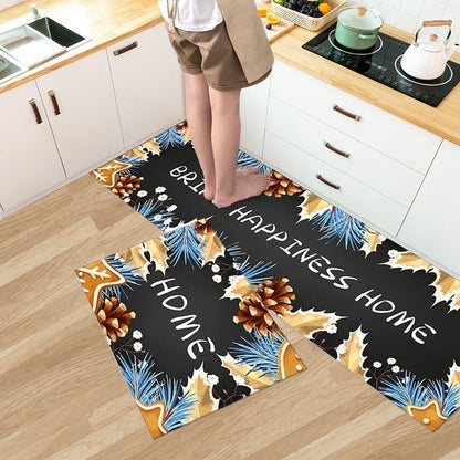 2PCS Set Kitchen Rug Set Non Slip Kitchen Mat Rubber Bedroom Living Room Long Bedside Area Rug Doormat Runner Rug Set Floor Carpet Household Carpet Home Decor