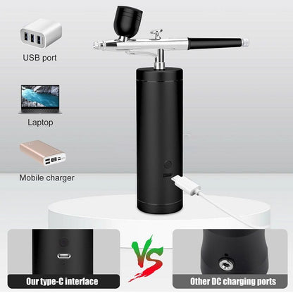 Airbrush Kit, Airbrush Spray Gun with Air Compressor Kit, Rechargeable Handheld Paint Airbrush Gun for Makeup, Cake Decor