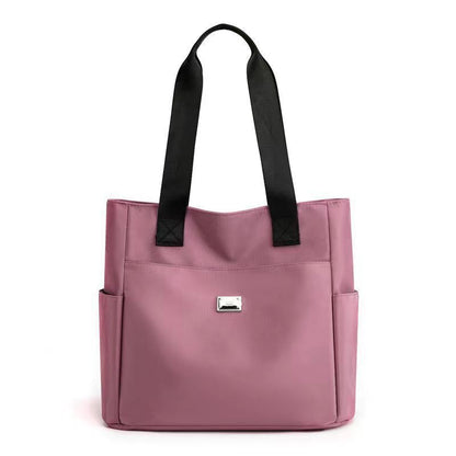 Female handbag waterproof shoulder bag female bag popular simple solid color large capacity Oxford cloth bag Tote Bags