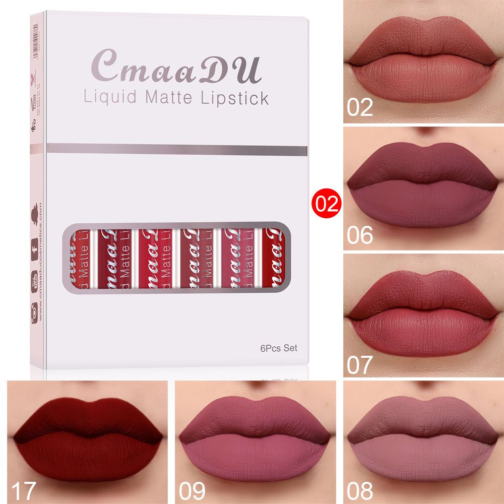 6PCS/set lipstick lip gloss set makeup long-lasting liquid lipstick set makeup matte non stick cup lip gloss