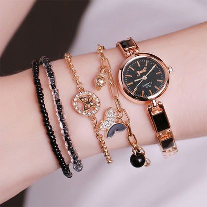 5pcs Women's Watch Set Fashion Casual Butterfly Quartz Watch Fashion Casual Bracelet Watch Set