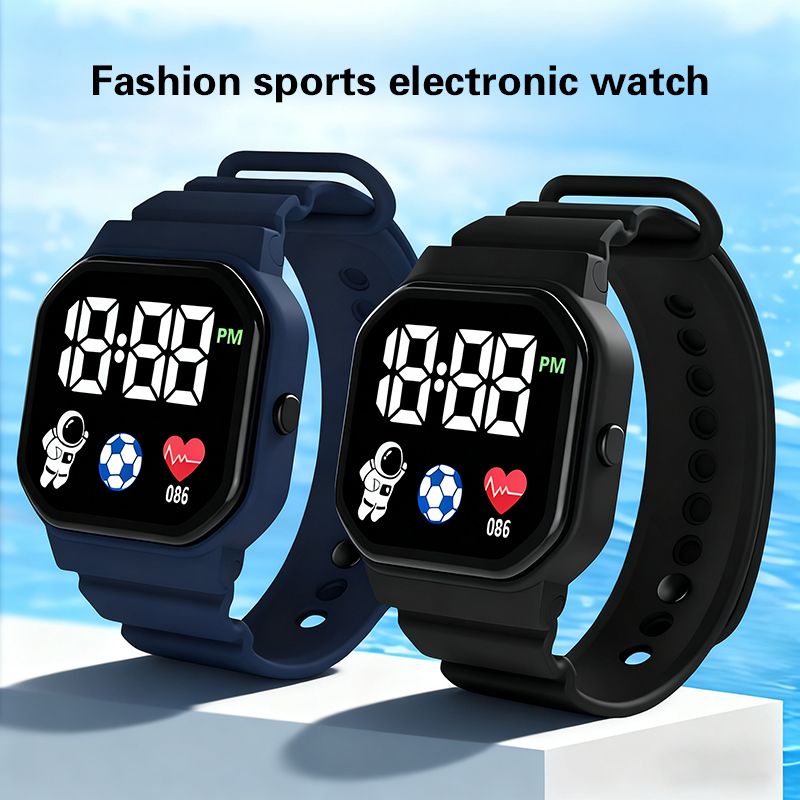 Digital Watches Men and Women Sports Watches LED Digital Clock Astronaut Silicone Strap Fashion Square Men and Women Electronic Clock Student Watches Birthday Gift