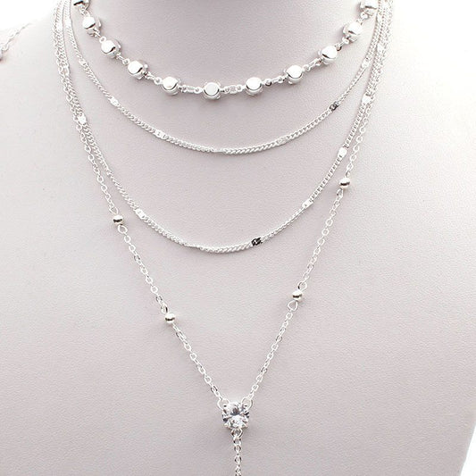 New long tassel jewelry layered rhinestone Y-shaped collar necklace two groups