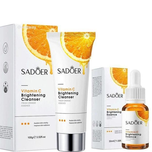 Vitamin C Face Serum + Facial Cleanser, Face Brightening Set