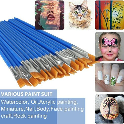 32 Pcs Flat Paint Brushes Set, LEDream Nylon Hair Small Brush Bulk for Detail Painting, Acrylic Oil Watercolor