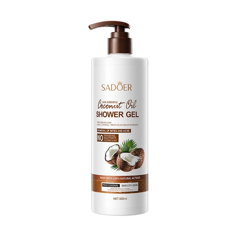 SADOER 500ml Coconut Body Wash Shower Gel Amino Acid Clean gently Nourishing skin Moisturizing Fragrance Shower Gel remove dirt Remove mites Moisturize the cuticle grease control